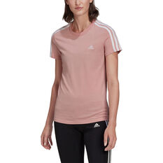adidas Womens Loungewear Essentials Slim 3-Stripes Tee Pink XS, Pink, rebel_hi-res