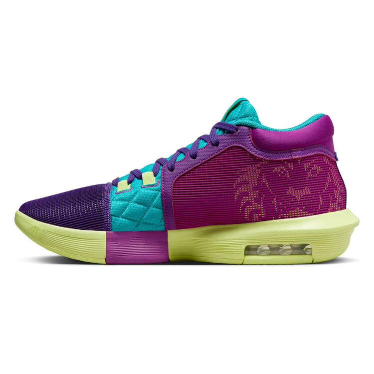 Nike LeBron Witness 8 Basketball Shoes Purple/Green US Mens 7 / Womens 8.5, Purple/Green, rebel_hi-res