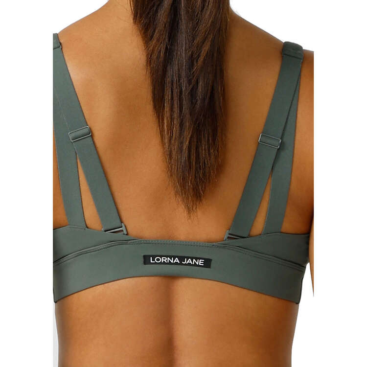 Lorna Jane Womens Formation Recycled Sports Bra, Green, rebel_hi-res