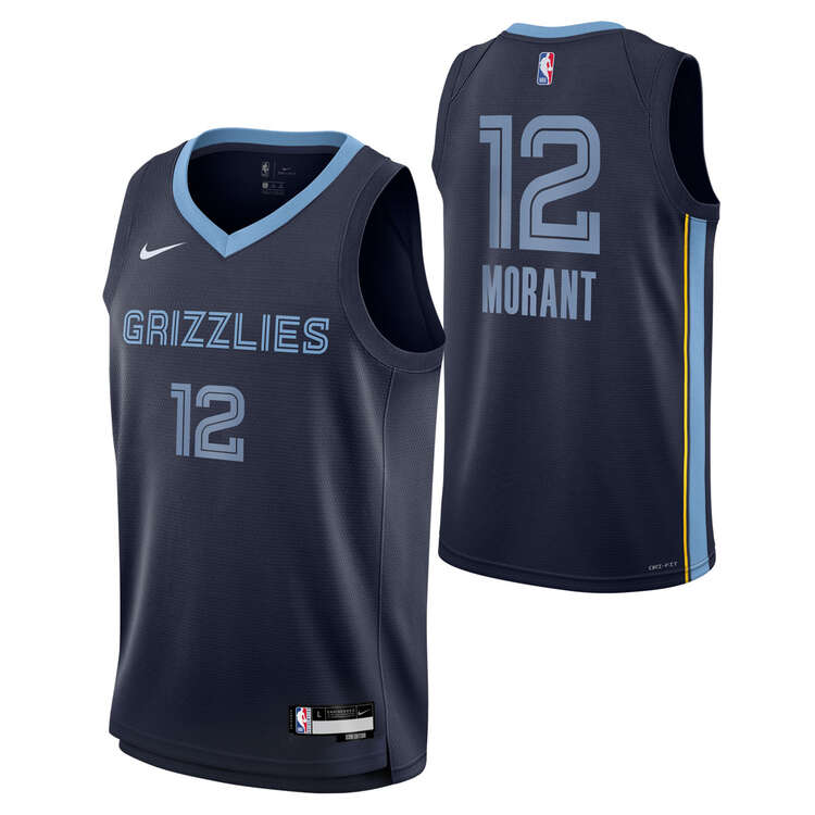 Nike Youth Memphis Grizzlies Ja Morant 2023/24 Icon Basketball Jersey, Navy, rebel_hi-res