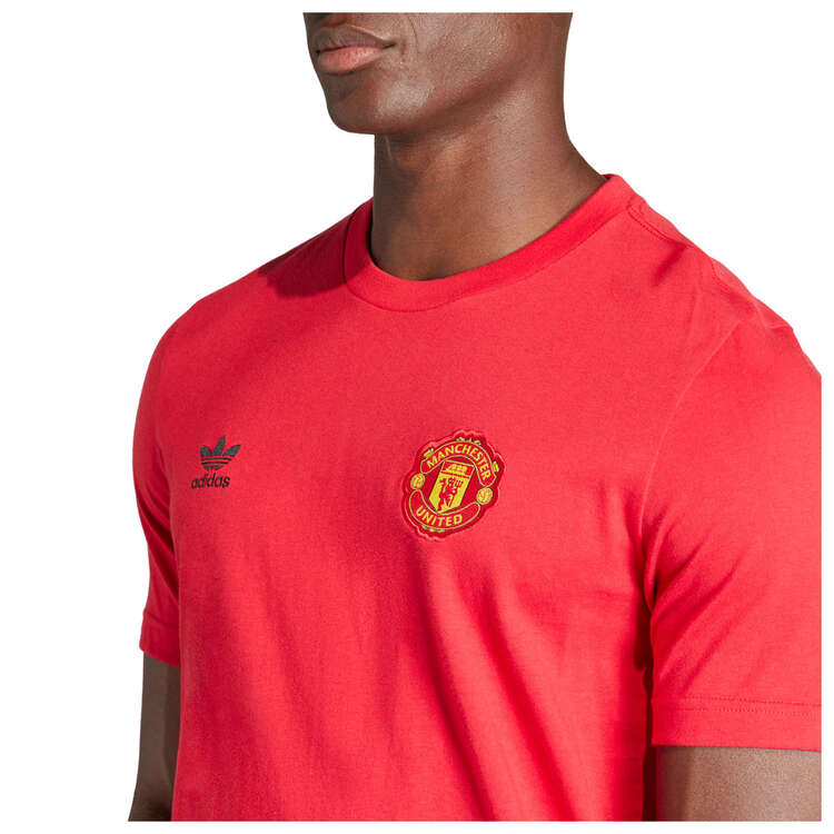 adidas Originals Mens Manchester United Essentials Trefoil Tee, Red, rebel_hi-res