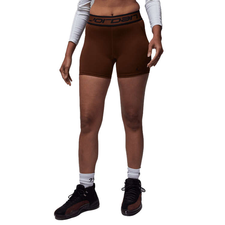 Jordan Womens Sport Tight Shorts, Brown/Black, rebel_hi-res