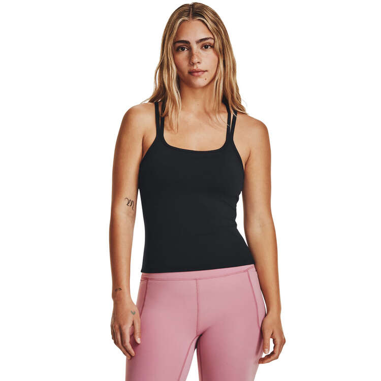 Under Armour Womens Meridian Fitted Tank, Black, rebel_hi-res