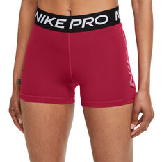 Nike Pro Womens Graphic 3 Inch Training Shorts, Red, rebel_hi-res