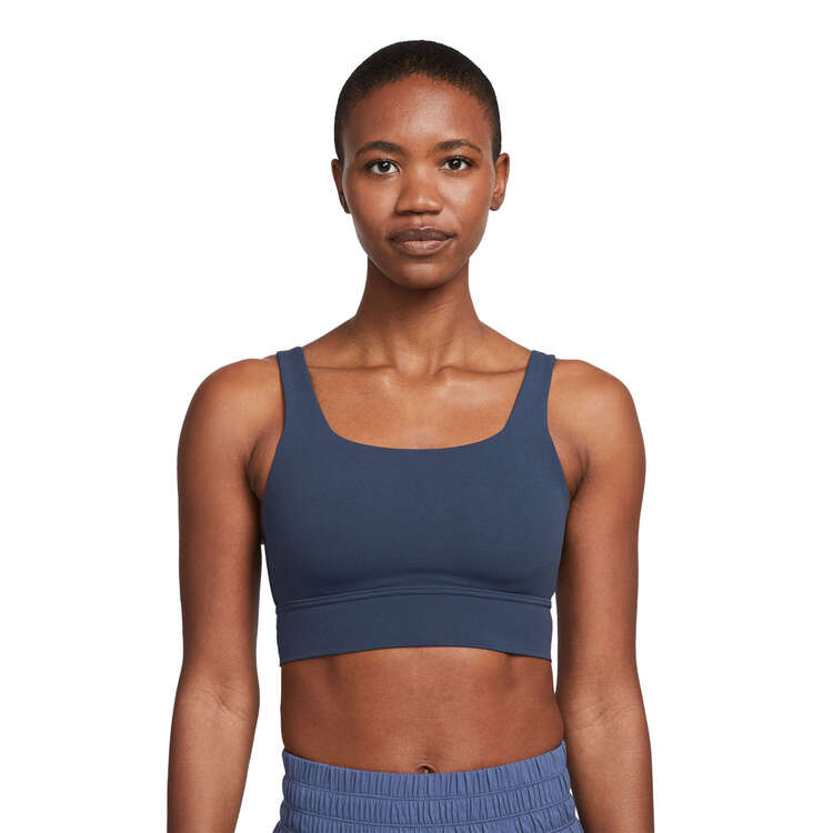 Nike Womens Alate Ellipse Medium-Support Padded Longline Sports Bra Blue XS, Blue, rebel_hi-res