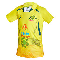 Cricket Australia 2021/22 Kids Indigenous Replica Shirt Yellow 6, Yellow, rebel_hi-res