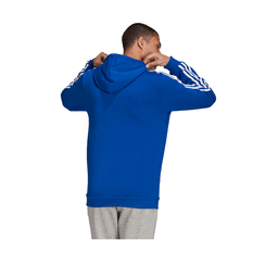 adidas Mens Essentials Fleece 3-Stripes Hoodie Blue XS, Blue, rebel_hi-res