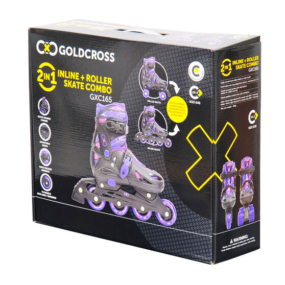 Goldcross GXC165 2 in 1 Inline Skates Purple 3-6, Purple, rebel_hi-res