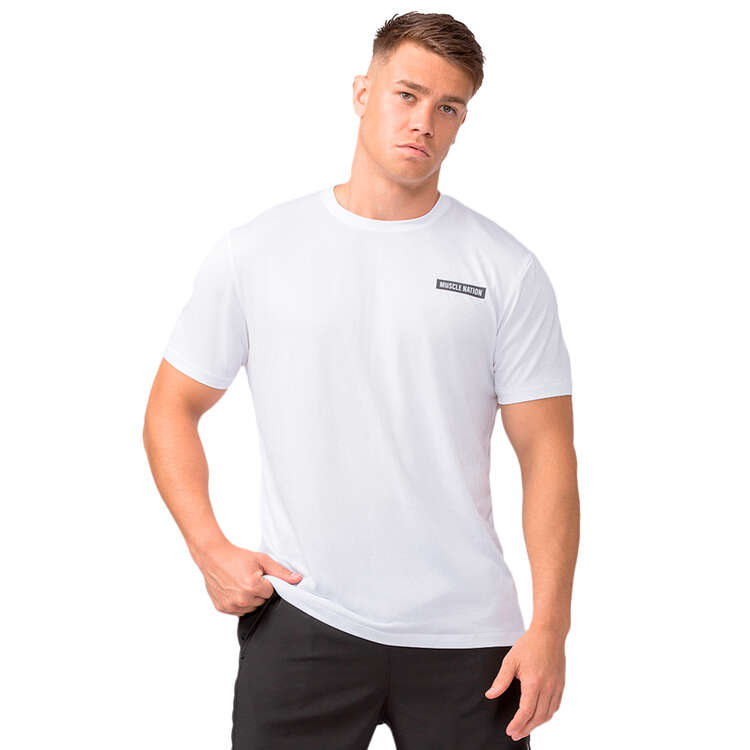 Muscle Nation Mens Relaxed Active Tee, White, rebel_hi-res