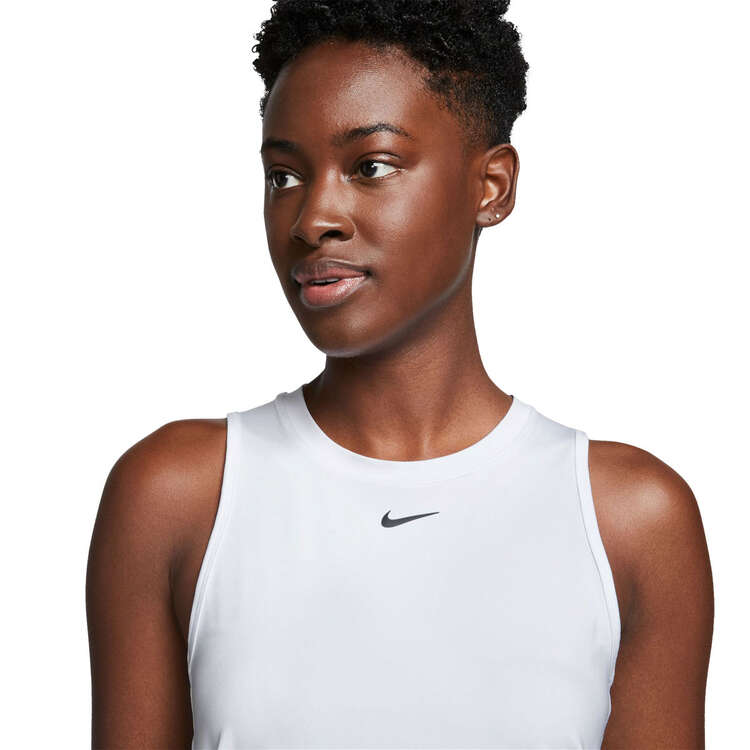 Nike One Womens Classic Dri-FIT Fitness Tank, White/Black, rebel_hi-res