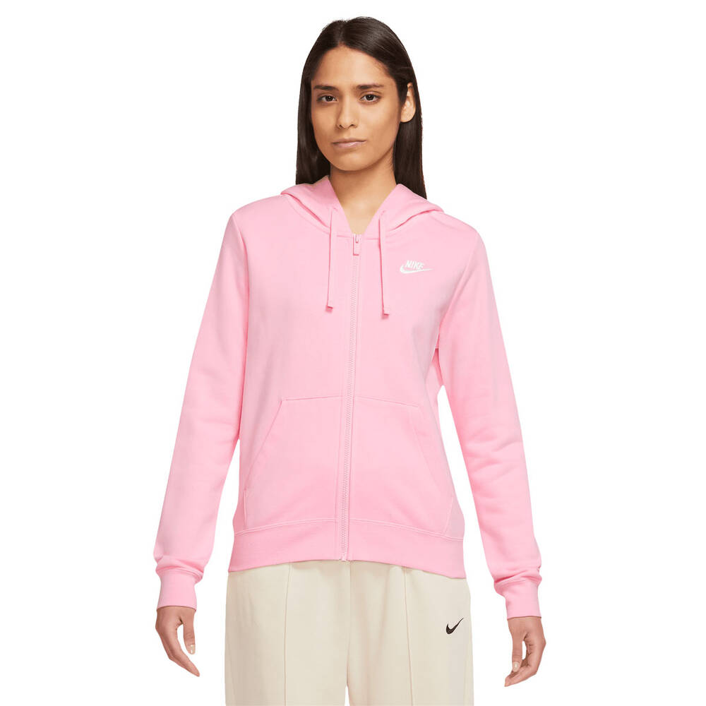Nike Womens Sportswear Club Fleece Full-Zip Hoodie Pink XS | Rebel Sport