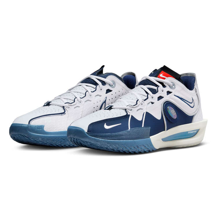 Nike Air Zoom G.T. Cut 3 All Star School Basketball Shoes, White/Navy, rebel_hi-res