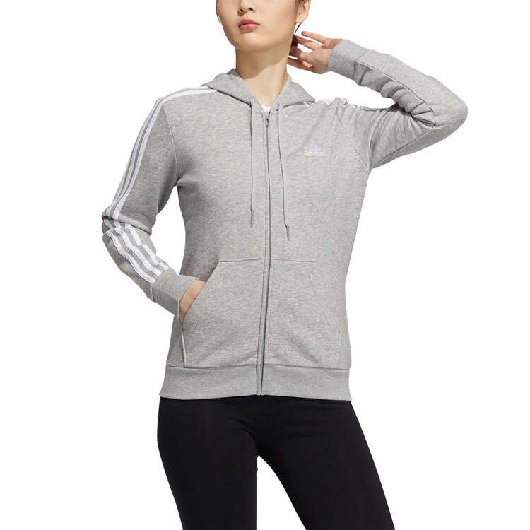 adidas Womens Essentials Full Zip Hoodie Grey XS, Grey, rebel_hi-res