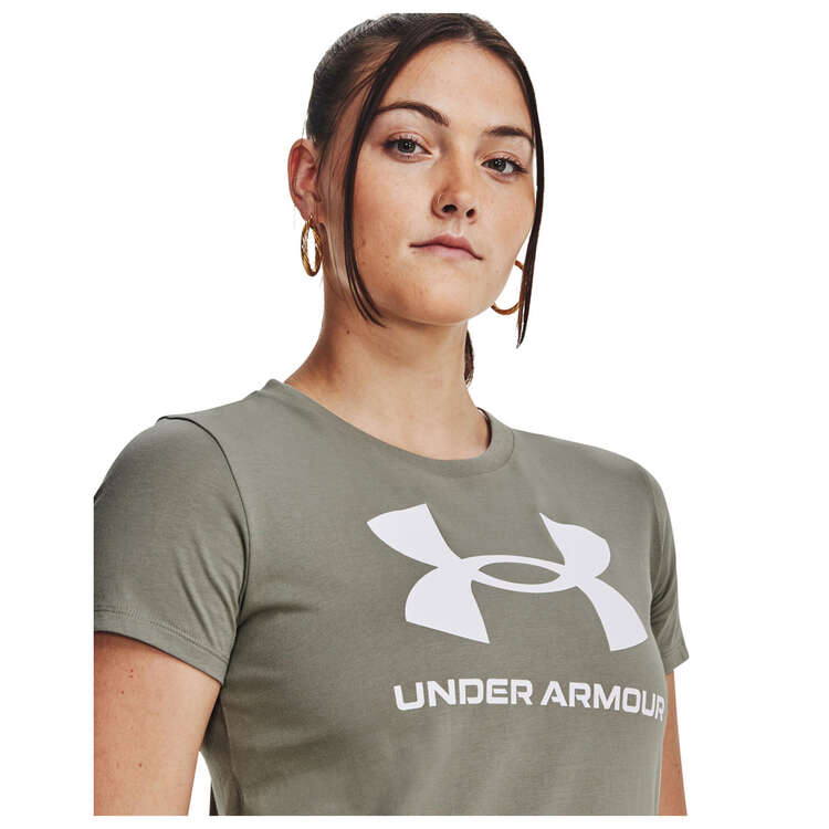 Under Armour Womens Sportstyle Logo Tee, Green, rebel_hi-res