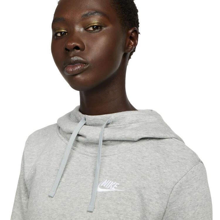 Nike Womens Sportswear Club Fleece Funnel-Neck Hoodie, Grey, rebel_hi-res