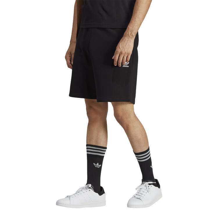 adidas Originals Mens Trefoil Essentials Fleece Shorts Black S, Black, rebel_hi-res