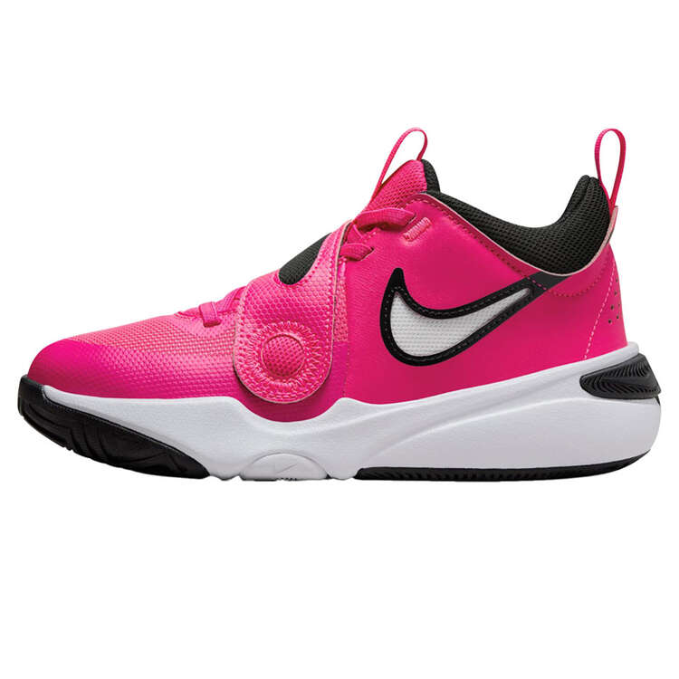 Nike Team Hustle D 11 GS Kids Basketball Shoes, Pink, rebel_hi-res