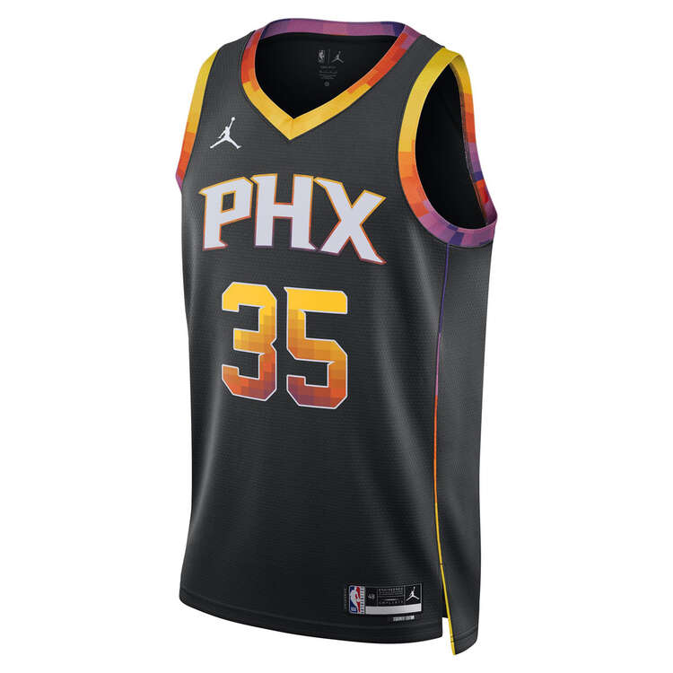 Phoenix Suns Kevin Durant Mens Statement Edition 2023/24 Basketball Jersey Black S, Black, rebel_hi-res