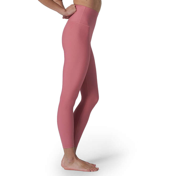 Ell & Voo Womens Trinity Ribbed 7/8 Tights Pink XXS, Pink, rebel_hi-res