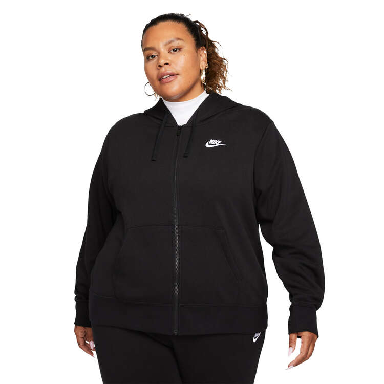 Nike Womens Sportswear Club Fleece Full-Zip Hoodie Black XL, Black, rebel_hi-res