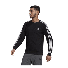 adidas Mens Essentials Fleece 3-Stripes Sweatshirt Black XS, Black, rebel_hi-res