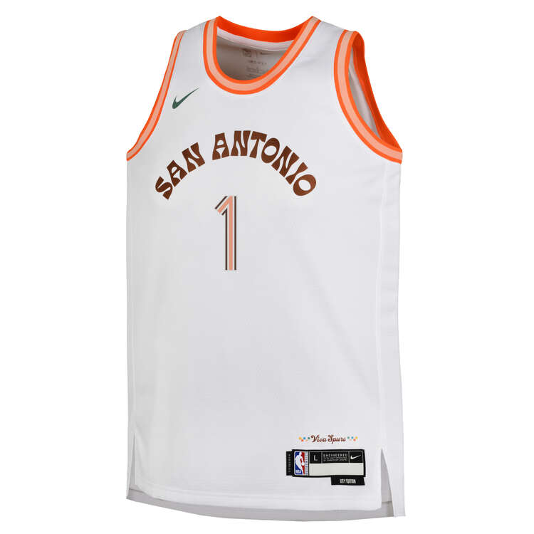 Nike Kids San Antonio Spurs Victor Wembanyama CE Basketball Jersey White S, White, rebel_hi-res