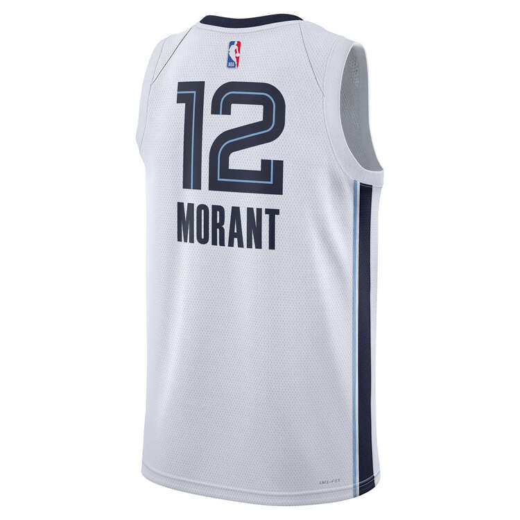 Memphis Grizzlies Ja Morant Mens Association Edition 2023/24 Basketball Jersey, White, rebel_hi-res