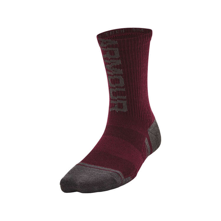 Under Armour Youth Performance Tech Crew Socks 3pk, Red, rebel_hi-res