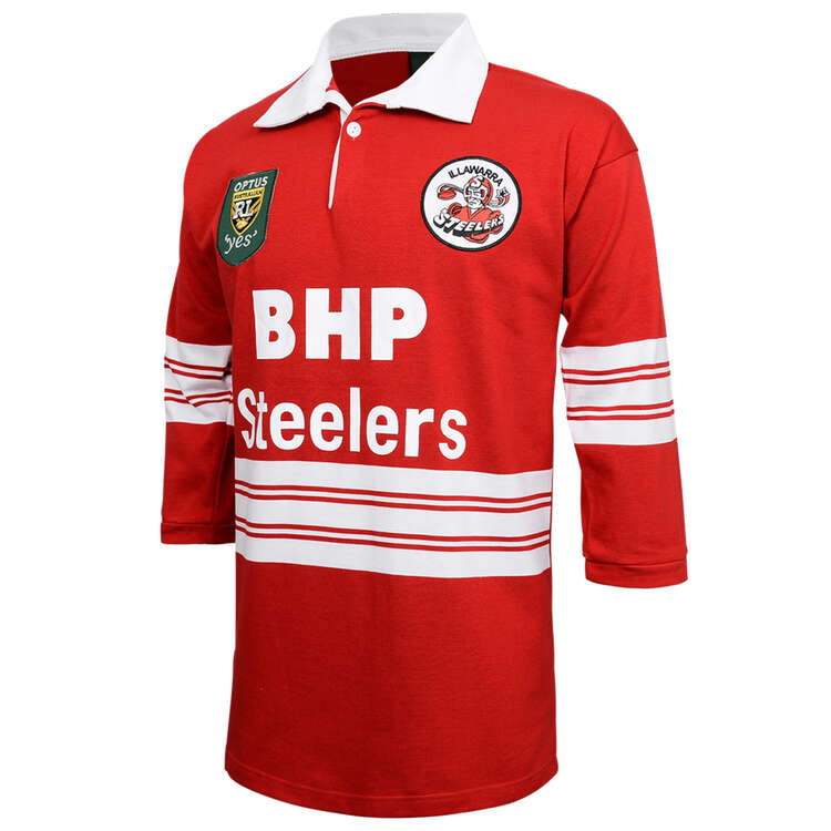 Illawarra Steelers Mens 1997 Retro Rugby League Jersey Red S, Red, rebel_hi-res