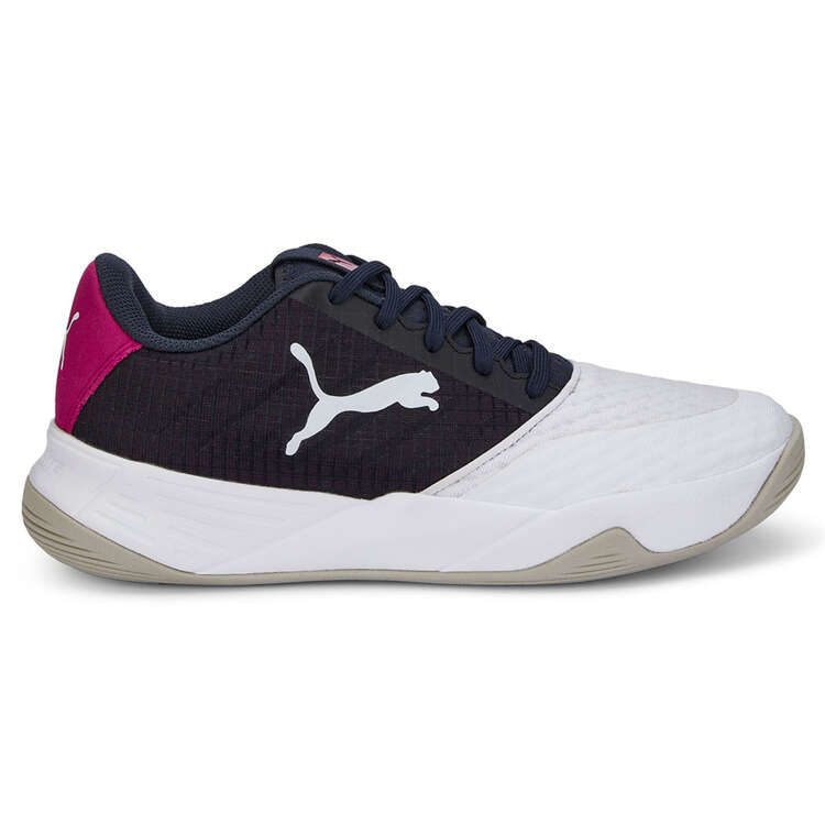 Puma Accelerate CT Nitro Pro Womens Netball Shoes White/Blue US 7, White/Blue, rebel_hi-res