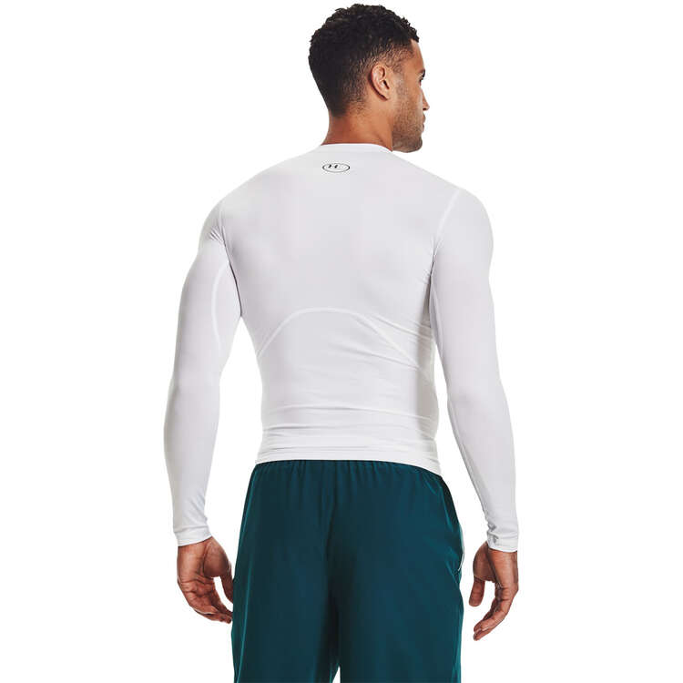 Under Armour Mens UA HeatGear Armour Long Sleeve Compression Top White S, White, rebel_hi-res