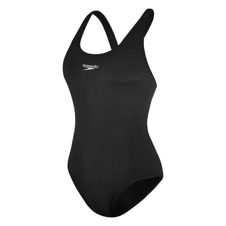 Speedo Womens Endurance Leaderback Swimsuit, Black, rebel_hi-res