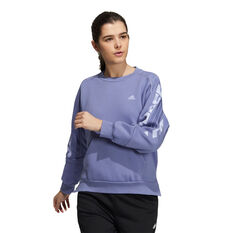 adidas Womens SI Word Crew Sweatshirt Purple XS, Purple, rebel_hi-res