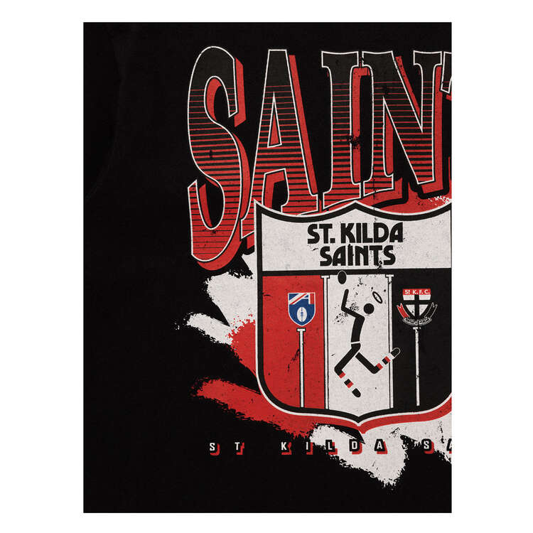 St Kilda Saints 2024 Mens Brush Off Tee, Black, rebel_hi-res