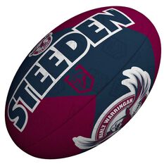Steeden NRL Manly Warringah Sea Eagles 11 Inch Supporter Rugby League Ball Maroon 11 Inch, , rebel_hi-res