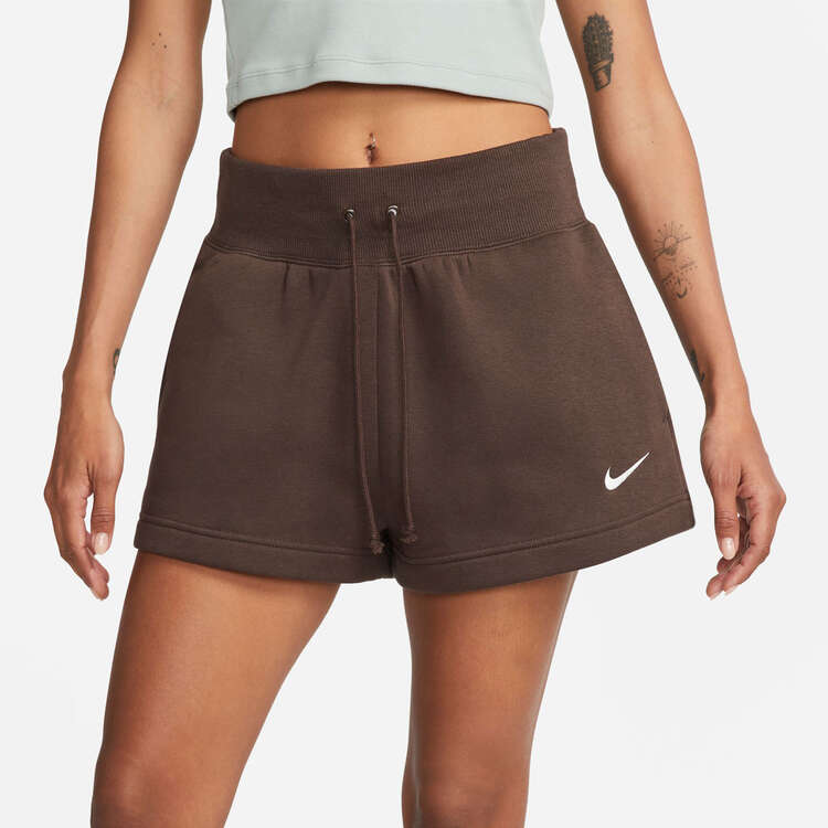 Nike Womens Sportswear Phoenix Fleece High-Waisted Shorts, Brown, rebel_hi-res
