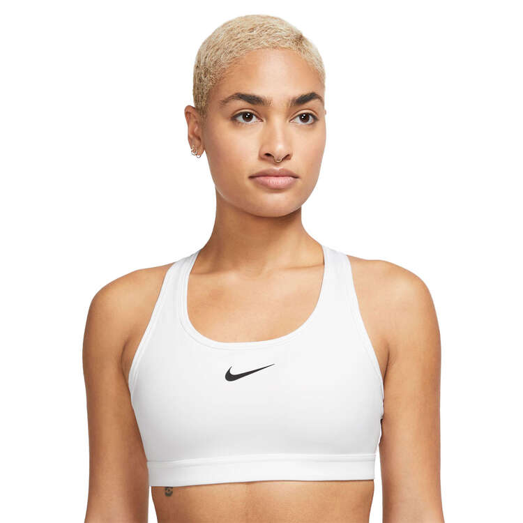 Nike Womens Swoosh Medium-Support Padded Sports Bra, White, rebel_hi-res