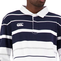 Canterbury Men's Yarn Dye Striped Rugby Jersey, White/Navy, rebel_hi-res