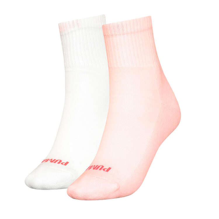 Puma Womens Heart Logo Socks 2 Pack, Pink, rebel_hi-res