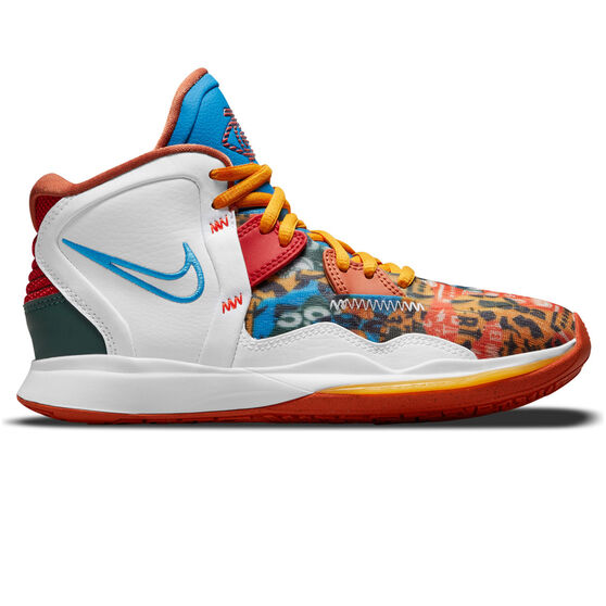 Nike Kyrie 8 Kids Basketball Shoes, White/Blue, rebel_hi-res
