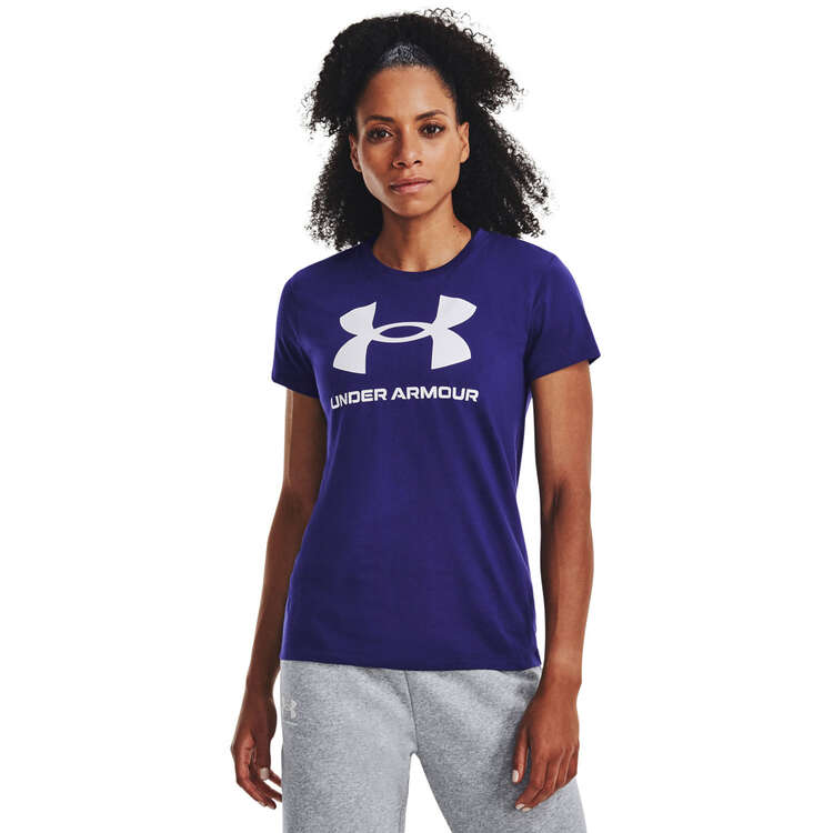 Under Armour Womens Sportstyle Graphic Tee, Blue, rebel_hi-res
