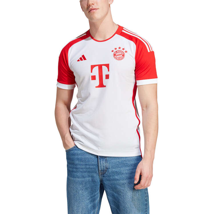 adidas Mens Bayern Munich 2023/24 Replica Home Football Jersey, White, rebel_hi-res