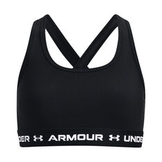 Under Armour Girls Crossback Mid Sports Bra Black XS, Black, rebel_hi-res