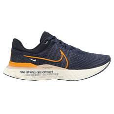 Nike React Infinity Run Flyknit 3 Mens Running Shoes, Navy/Orange, rebel_hi-res