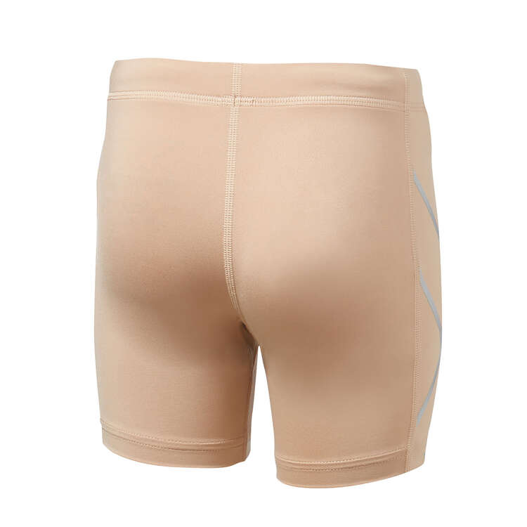 2XU Girls Compression Half Shorts, Beige, rebel_hi-res