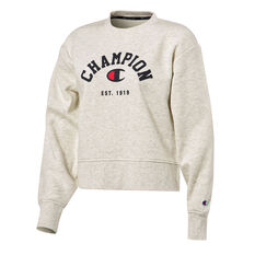 Champion Womens Script Graphic Sweatshirt, Grey, rebel_hi-res