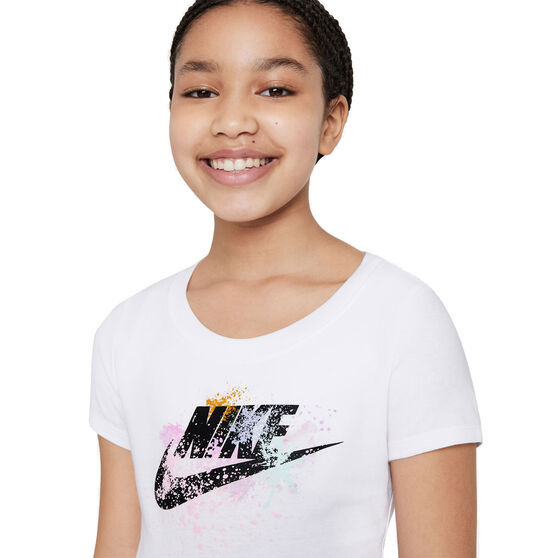 Nike Girls Sportswear RTL Scoop Futura Tee, White, rebel_hi-res