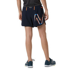 New Balance Mens Printed Impact Run 5 inch Shorts, Navy, rebel_hi-res