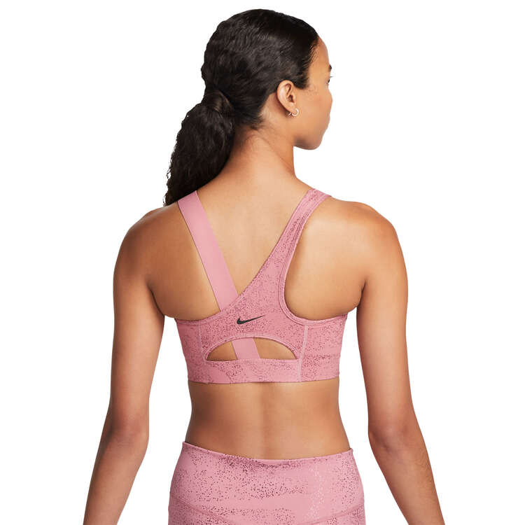 Nike Womens Dri-FIT Swoosh Medium Support Asymmetrical Sports Bra, Pink, rebel_hi-res