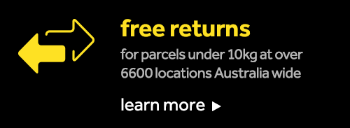 Free Returns with Parcel Point and Australia Post - view terms & conditions.